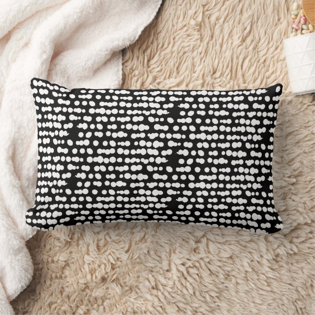 Coussin Rectangle Motif de marquage à points organiques noirs (Couverture)
