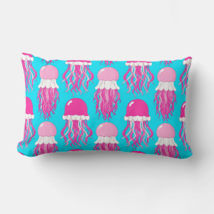 Coussin Rectangle Motif de méduse rose dessin animé coloré