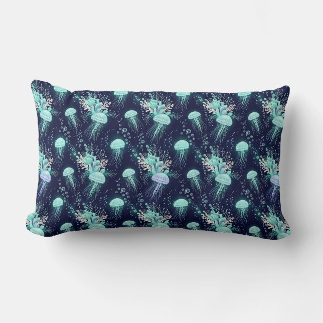 Coussin Rectangle Motif de méduse sous-marine (Recto)