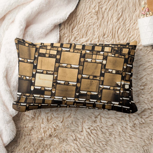 Coussin Rectangle Motif de miroir géométrique sépia (Couverture)