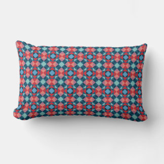 Coussin Rectangle Motif de mosaïque de carreaux symétriques rouge et