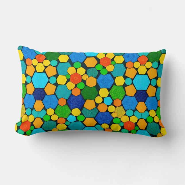 Coussin Rectangle Motif de mosaïque géométrique abstraite (Recto)