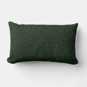 Coussin Rectangle Motif de Noël Aiguilles de Pin et Baies Rouges