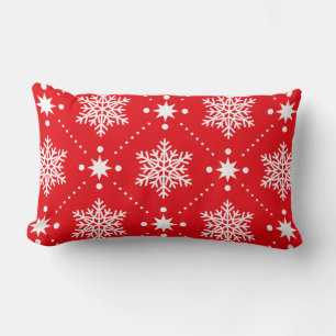 Coussin Rectangle Motif de Noël classique Red et White Snowflakes