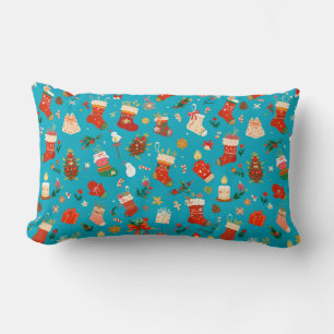 Coussin Rectangle Motif de Noël festif avec chaussettes