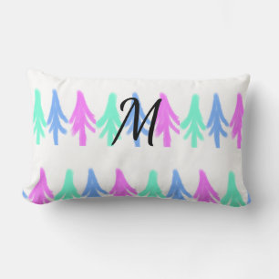 Coussin Rectangle Motif de Noël simple aquarelle ajouter monogramme