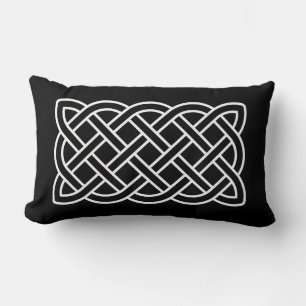 Coussin Rectangle Motif de noeud celtique, blanc sur un Arrière - pl