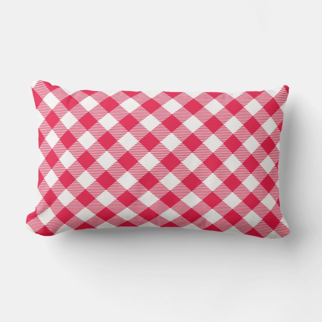 Coussin Rectangle Motif de pays En vichy rouge classique (Recto)