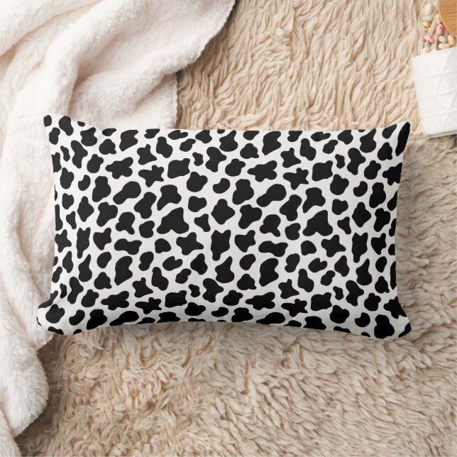 Coussin Rectangle Motif de peau de vache noir et blanc (Couverture)
