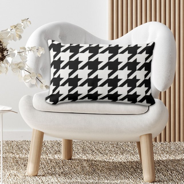 Coussin Rectangle motif de pied de (stylish geometric black white houndstooth pattern lumbar pillow)