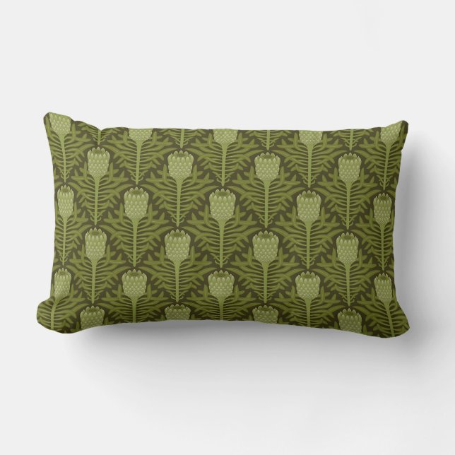 Coussin Rectangle Motif de plante verte sereine pour décoration mode (Recto)