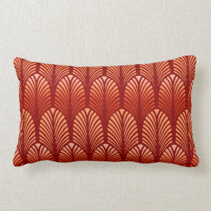 Coussin Rectangle Motif de plume d'art déco, mandarine