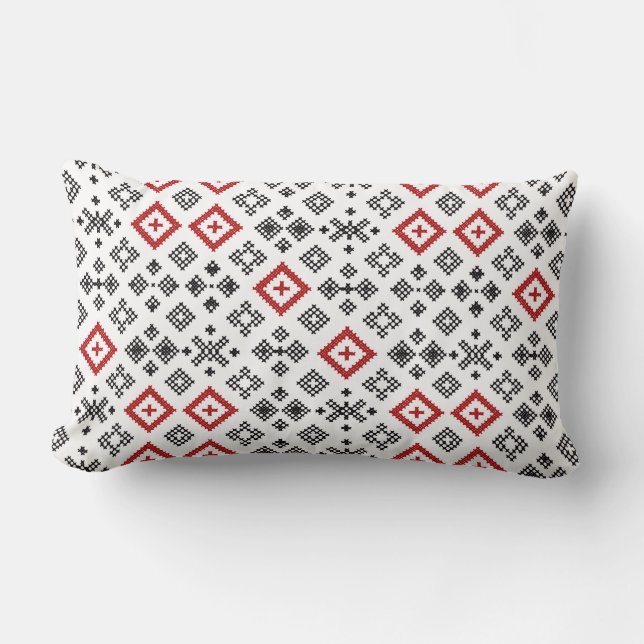 Coussin Rectangle Motif de point de croix folklorique sans couture (Recto)