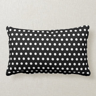 Coussin Rectangle Motif de point noir et blanc de polka. Tacheté