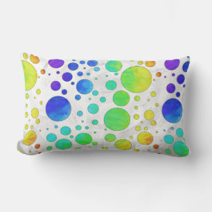Coussin Rectangle Motif de point Rainbow Icy Polka