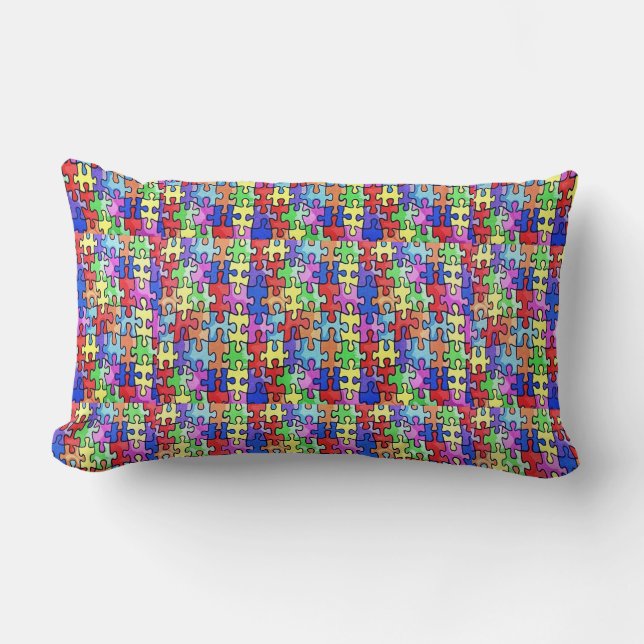 Coussin Rectangle Motif de puzzle coloré (Recto)
