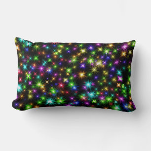 Coussin Rectangle Motif de rayons d'étoile de Noël multicolores