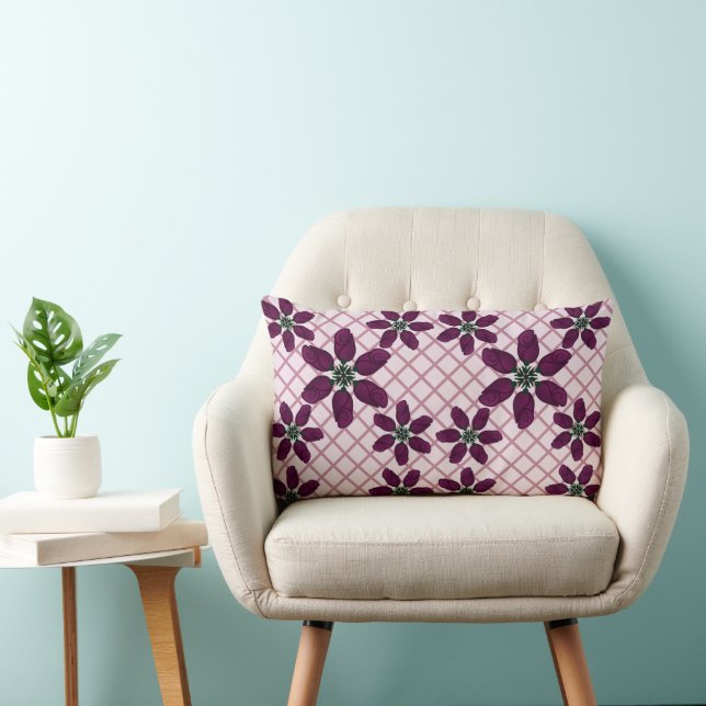 Coussin Rectangle Motif de rose pourpre foncé — Flore élégante de pr (Chaise)