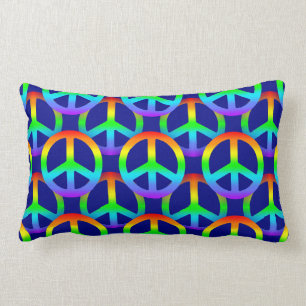Coussin Rectangle Motif de signe de paix d'arc-en-ciel