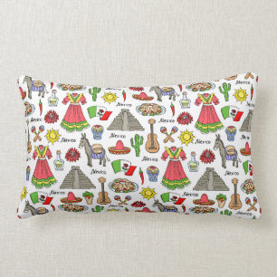 Coussin Rectangle Motif de symboles du Mexique  