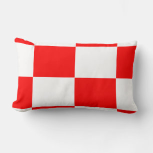 Coussin Rectangle motif de tableau à chèques rouge et blanc