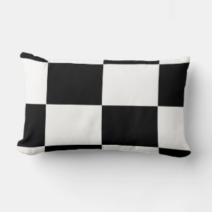 Coussin Rectangle motif de tableau de contrôle noir et blanc