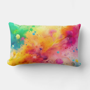 Coussin Rectangle Motif de taches d'aquarelle abstraite vibrant