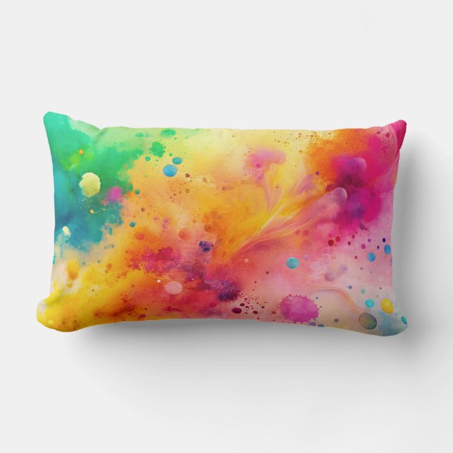Coussin Rectangle Motif de taches d'aquarelle abstraite vibrant (Recto)