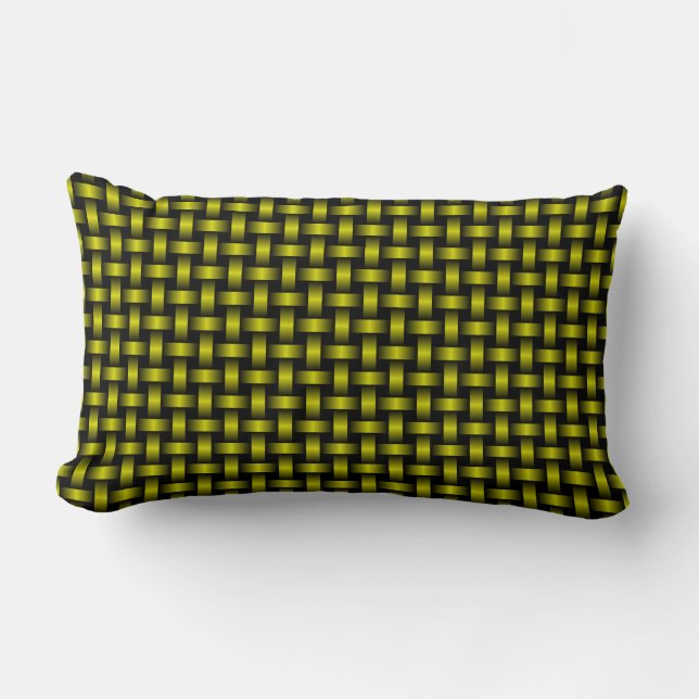 Coussin Rectangle Motif de tissage noir jaune (Recto)