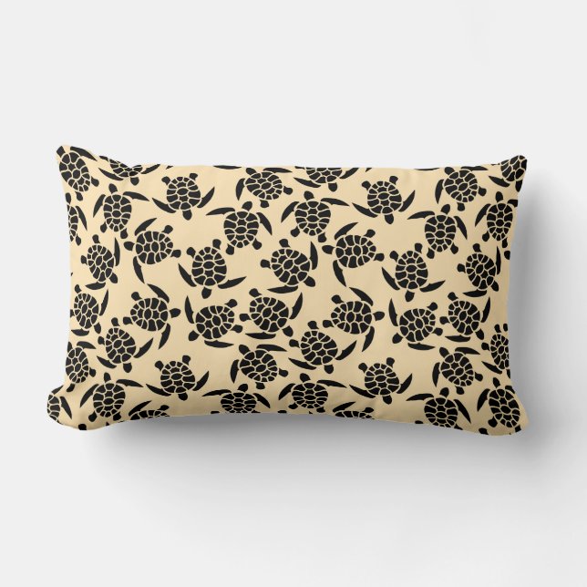 Coussin Rectangle Motif de tortue répétée de style côtier d'été (Recto)