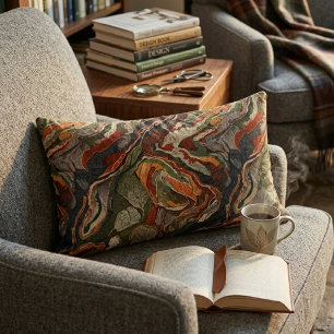 Coussin Rectangle Motif de tourbillon de tons de terre abstraits