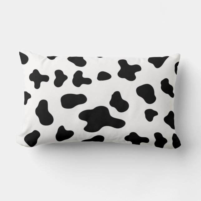 Coussin Rectangle Motif de vache noir et blanc de campagne  (Recto)