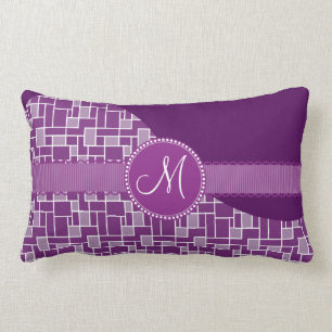Coussin Rectangle Motif de vague pourpre de tuile d'initiale faite