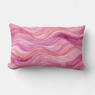 Coussin Rectangle Motif de vagues à l'aquarelle rose