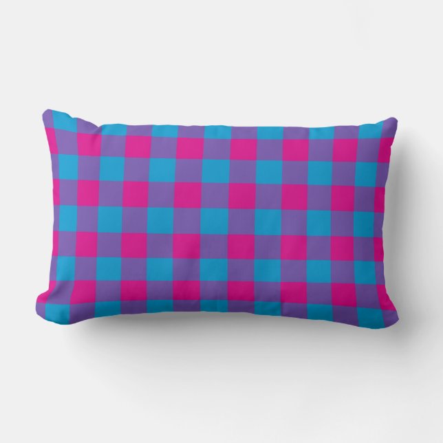 Coussin Rectangle Motif de vérification Plaid Pink violet (Recto)