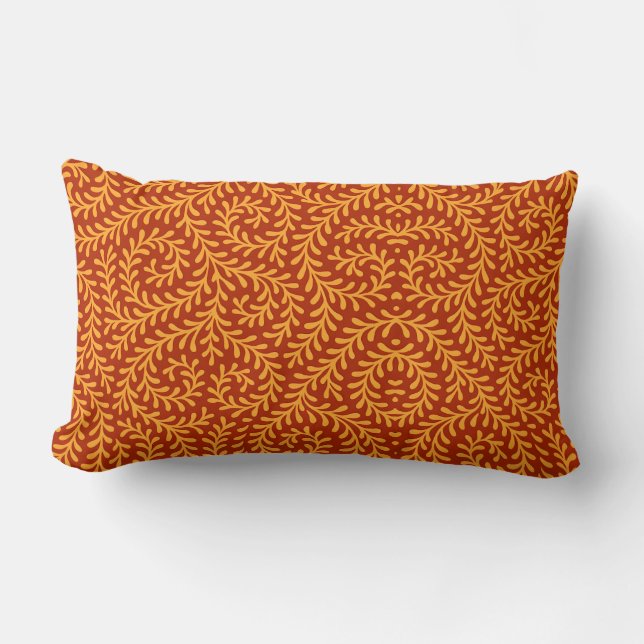 Coussin Rectangle Motif de vigne feuillue jaune doré  (Recto)