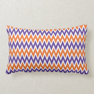 Coussin Rectangle Motif de zigzag pourpre et orange audacieux de