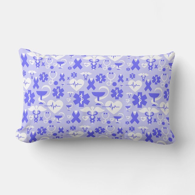 Coussin Rectangle Motif d'élément de pharmacie blanc bleu (Recto)