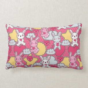 Coussin Rectangle Motif d'enfant de Kawaii avec des griffonnages