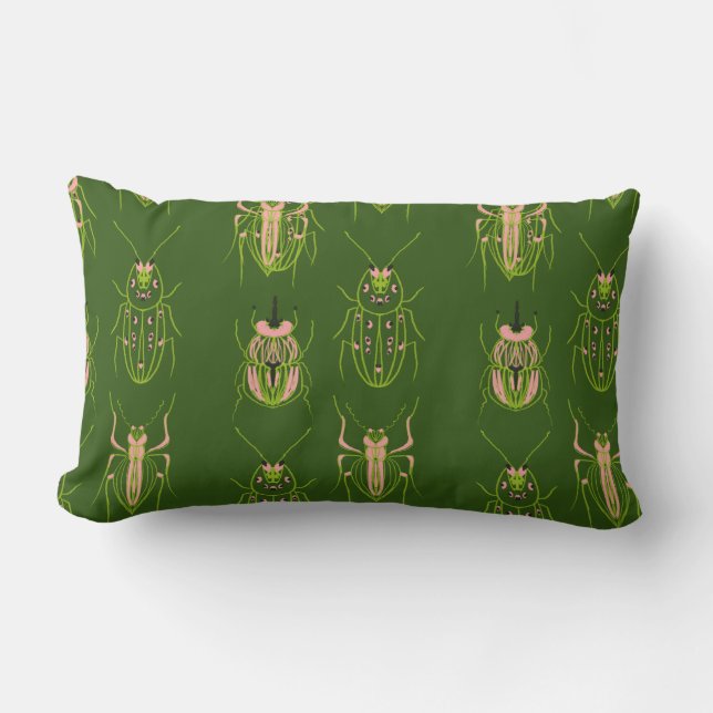 Coussin Rectangle Motif dessiné à la main d'insecte coléoptère pour  (Recto)