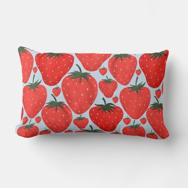 Coussin Rectangle Motif d'été avec fraises isolées à la lumière (Recto)
