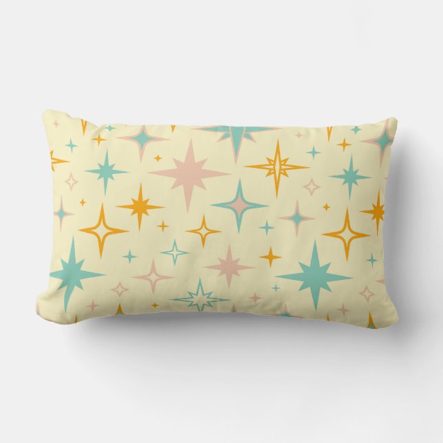 Coussin Rectangle Motif d'étoiles rétro colorées (Recto)