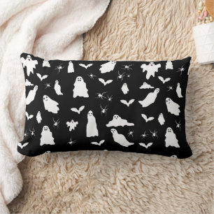 Coussin Rectangle Motif d'Halloween, chauves-souris et araignées