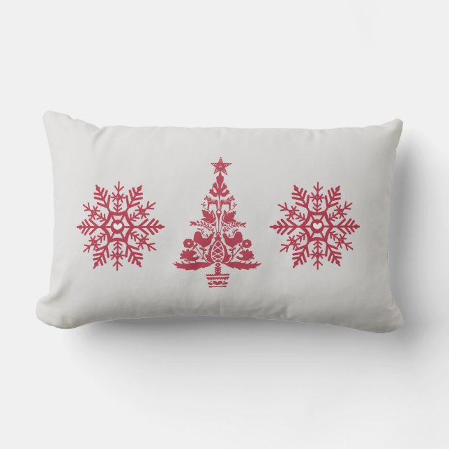 Coussin Rectangle Motif d'hiver scandinave Red Snowflake (Recto)