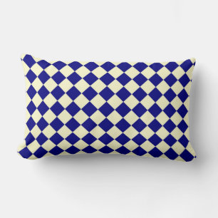 Coussin Rectangle Motif diamant à carreaux bleu jaune