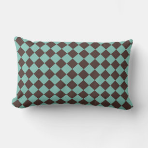 Coussin Rectangle Motif diamant à carreaux brun sarcelle