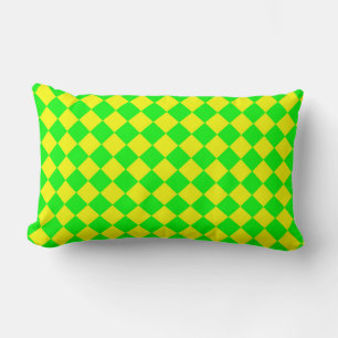 Coussin Rectangle Motif diamant à carreaux jaune vert 