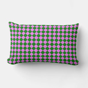 Coussin Rectangle Motif diamant à carreaux rose vert