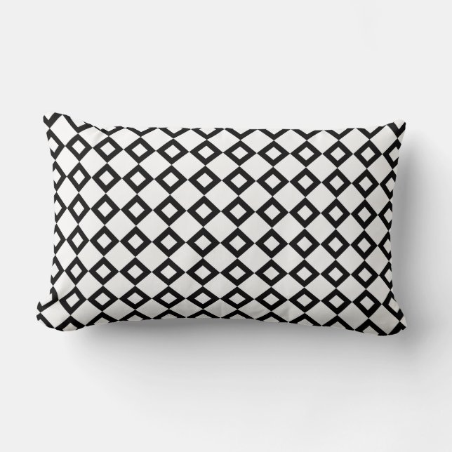 Coussin Rectangle Motif Diamant blanc et noir (Recto)