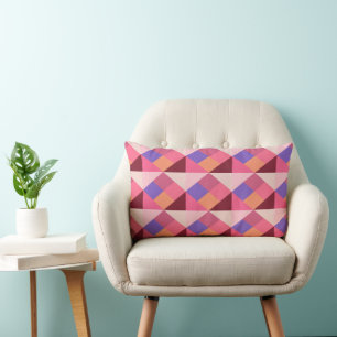Coussin Rectangle Motif diamant géométrique – Rose et violet